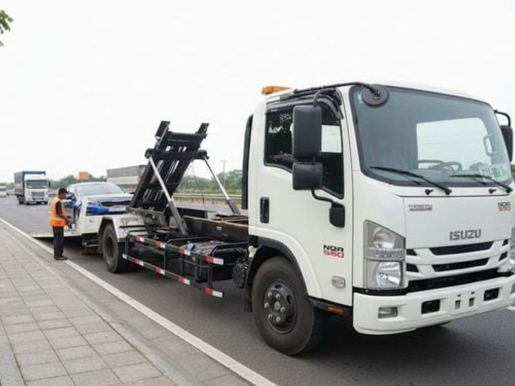 Xe cứu hộ giao thông càng kéo sàn trượt Isuzu NQR75ME5