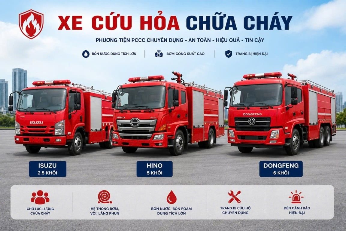 Xe cứu hỏa chữa cháy cho nhà máy và khu công nghiệp