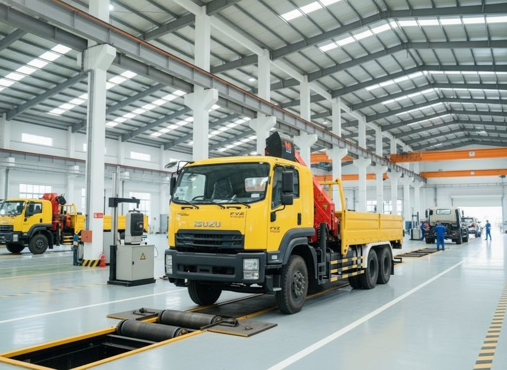 Xe Isuzu FVZ gắn Cẩu Gấp Palfinger PK18500