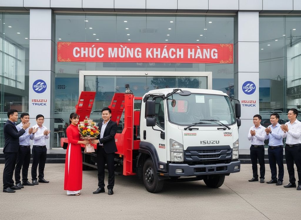 Xe nâng đầu chở máy 6 Tấn Isuzu FRR650