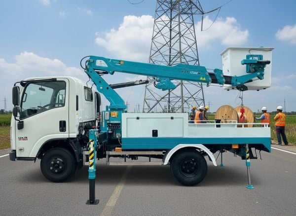 Nền xe tải Isuzu kết hợp thiết bị nâng người Hyundai Everdigm 12m