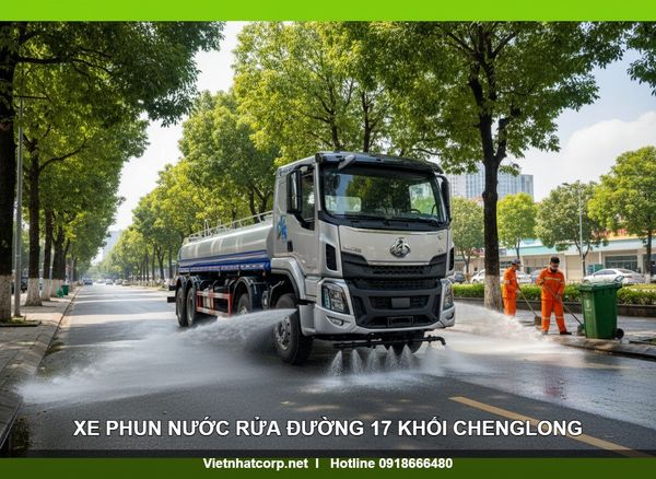 Xe chenglong phun nước rửa đường 17 khối