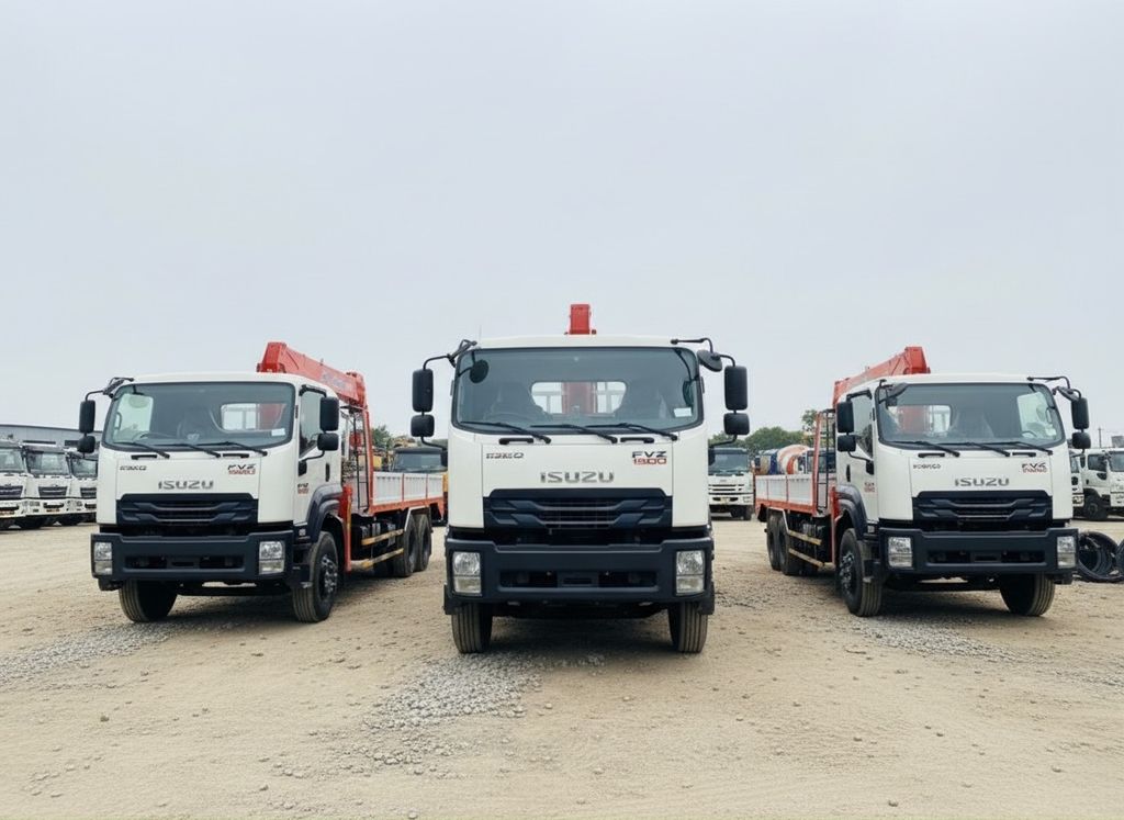 Xe tải gắn cẩu 8 tấn mẫu  ISUZU FVZ gắn cẩu Kanglim 8 tấn