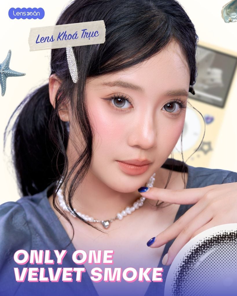 Only One Velvet Smoke lens khóa trục màu xám nhung ánh bạc highlight cố định không xoay G.DIA 13.8mm