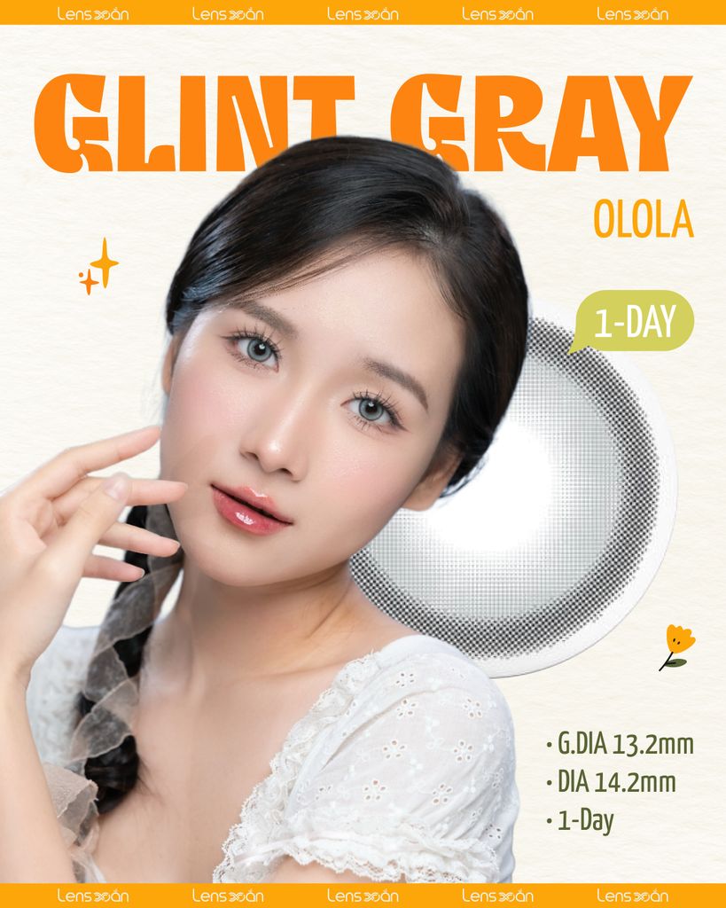 Lens Glint Gray xám ánh xanh pastel sáng tây cá tính