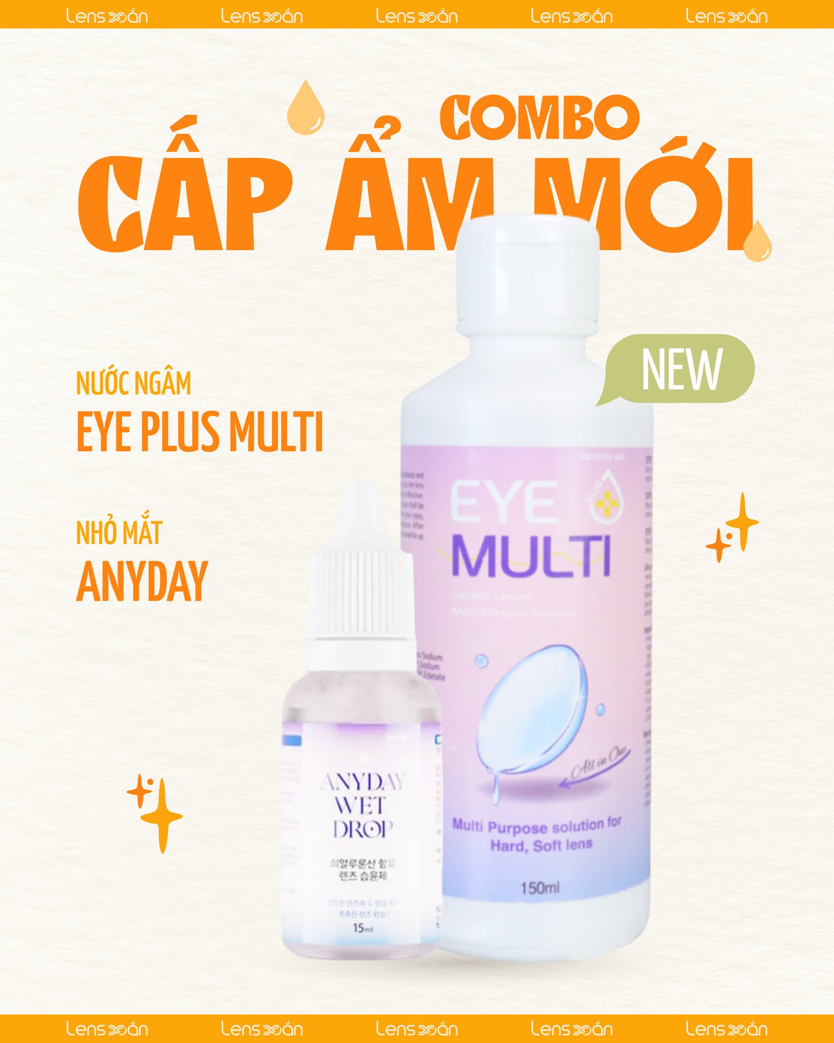 Bộ đôi dưỡng ẩm Eye Plus Multi & Nhỏ cấp ẩm Anyday – Combo chăm sóc lens chuyên sâu, cấp ẩm tối đa cho mắt nhạy cảm.