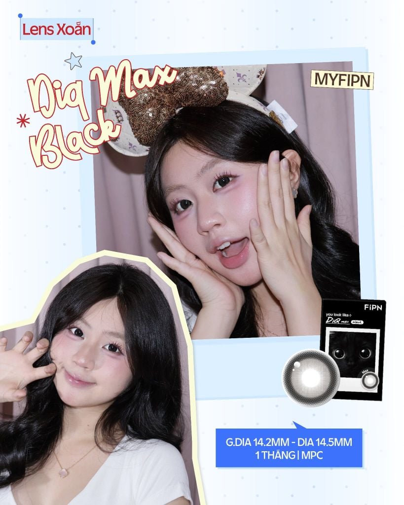 DIQ Max Black - Lens đen búp bê giãn lớn