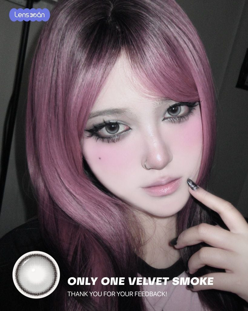 Only One Velvet Smoke lens khóa trục màu xám nhung ánh bạc highlight cố định không xoay G.DIA 13.8mm