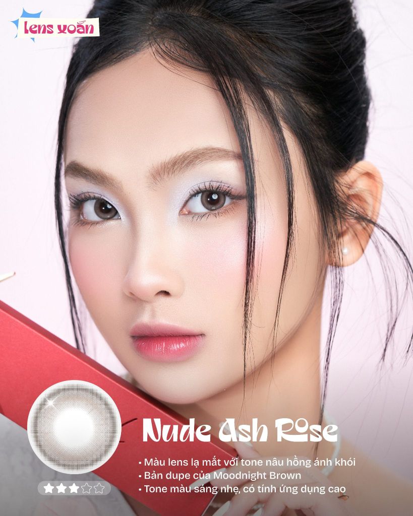Nude Ash Rose nâu hồng ánh khói trên người mẫu và minh họa độ sáng 3 trên 5