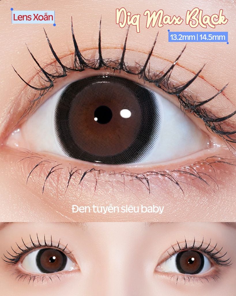 DIQ Max Black - Lens đen búp bê giãn lớn