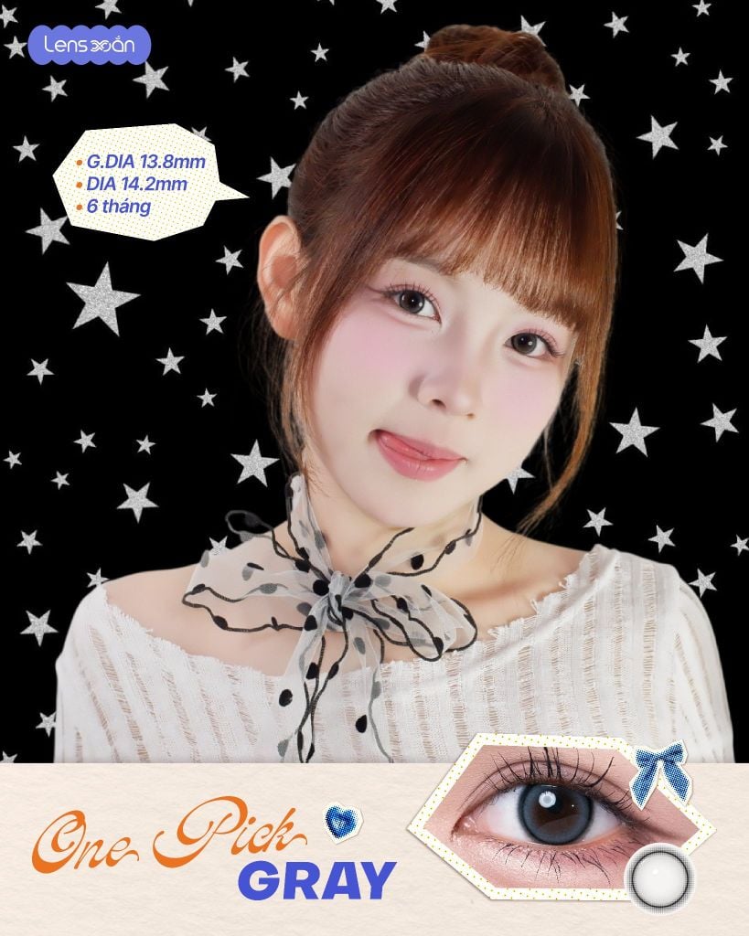 Check VAR 7 màu lens chụp Photobooth cực bắt flash với One Pick Gray, Carbon Black, Coco Mio Roze Brown, Becca Matcha, Mousse Taupe Beige, Purity Shine Taupe Brown và Kitsuki Mocha tại Lens Xoắn.