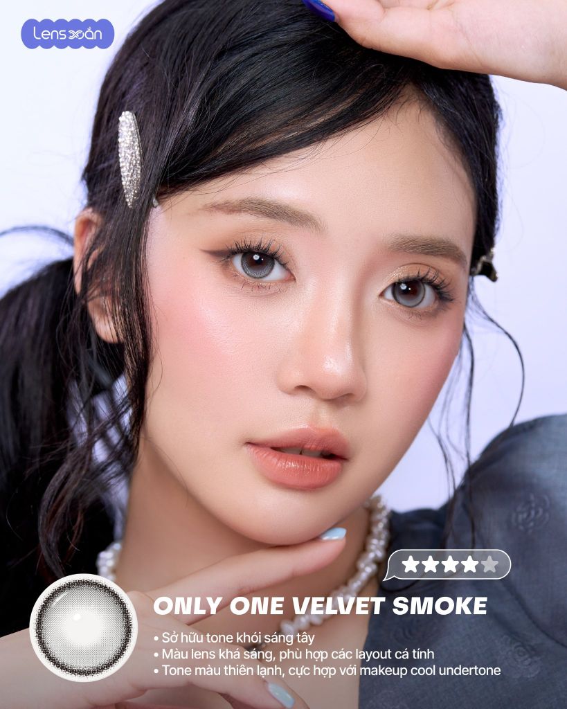 Only One Velvet Smoke lens khóa trục màu xám nhung ánh bạc highlight cố định không xoay G.DIA 13.8mm