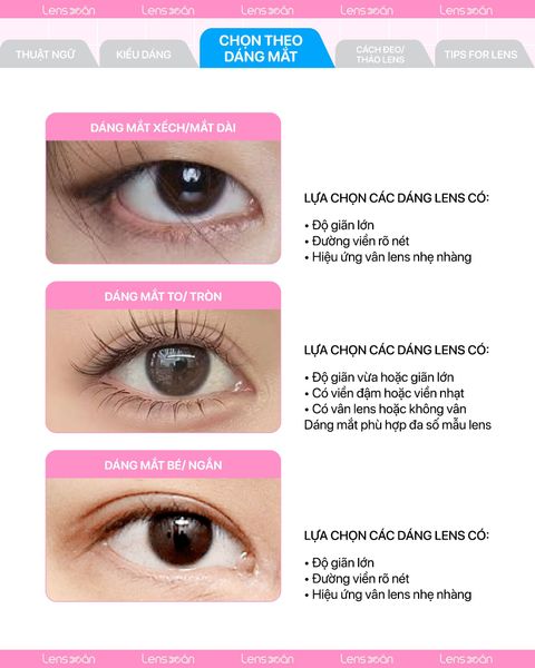 Gợi ý chọn lens phù hợp cho từng dáng mắt khác nhau