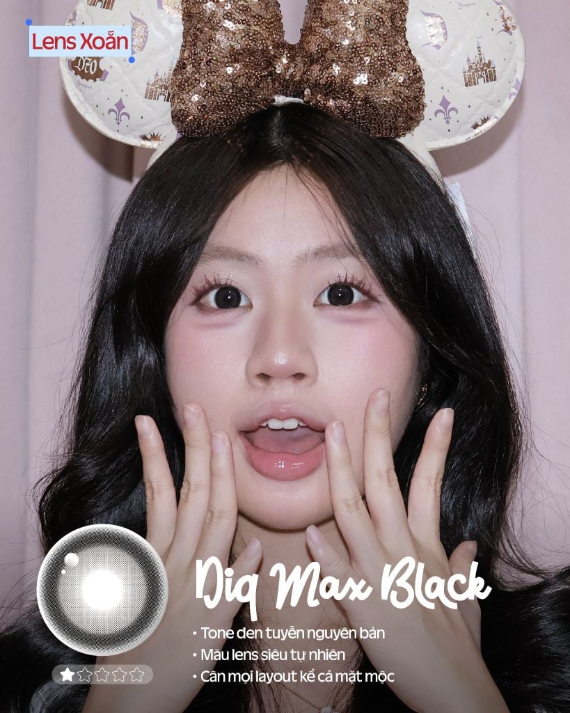 DIQ Max Black - Lens đen búp bê giãn lớn