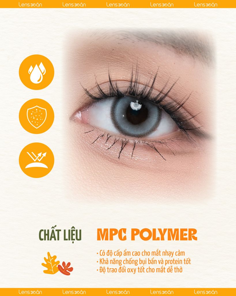 Lens Glint Gray xám ánh xanh pastel sáng tây cá tính