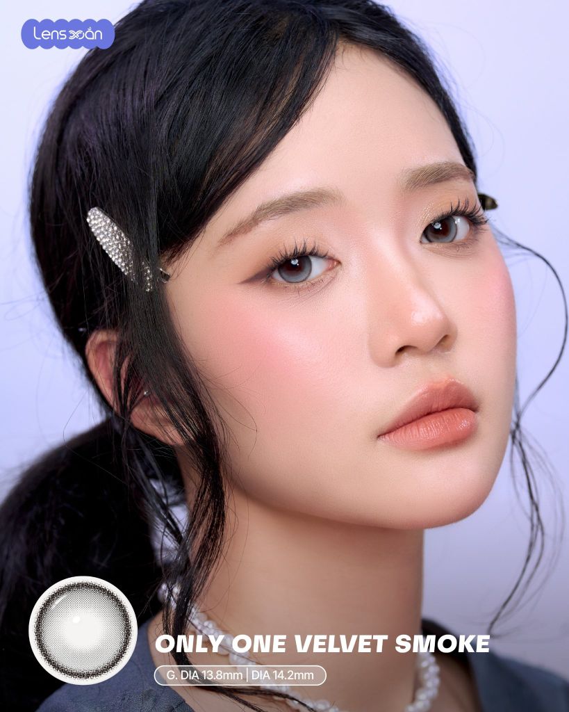 Only One Velvet Smoke lens khóa trục màu xám nhung ánh bạc highlight cố định không xoay G.DIA 13.8mm