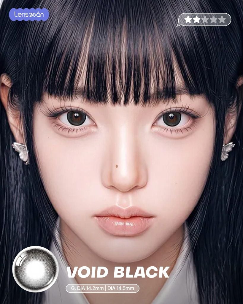 Void Black OLOLA lens đen big size G.DIA 14.2mm tạo hiệu ứng mắt baby to tròn tự nhiên với chất liệu MPC cấp ẩm cao