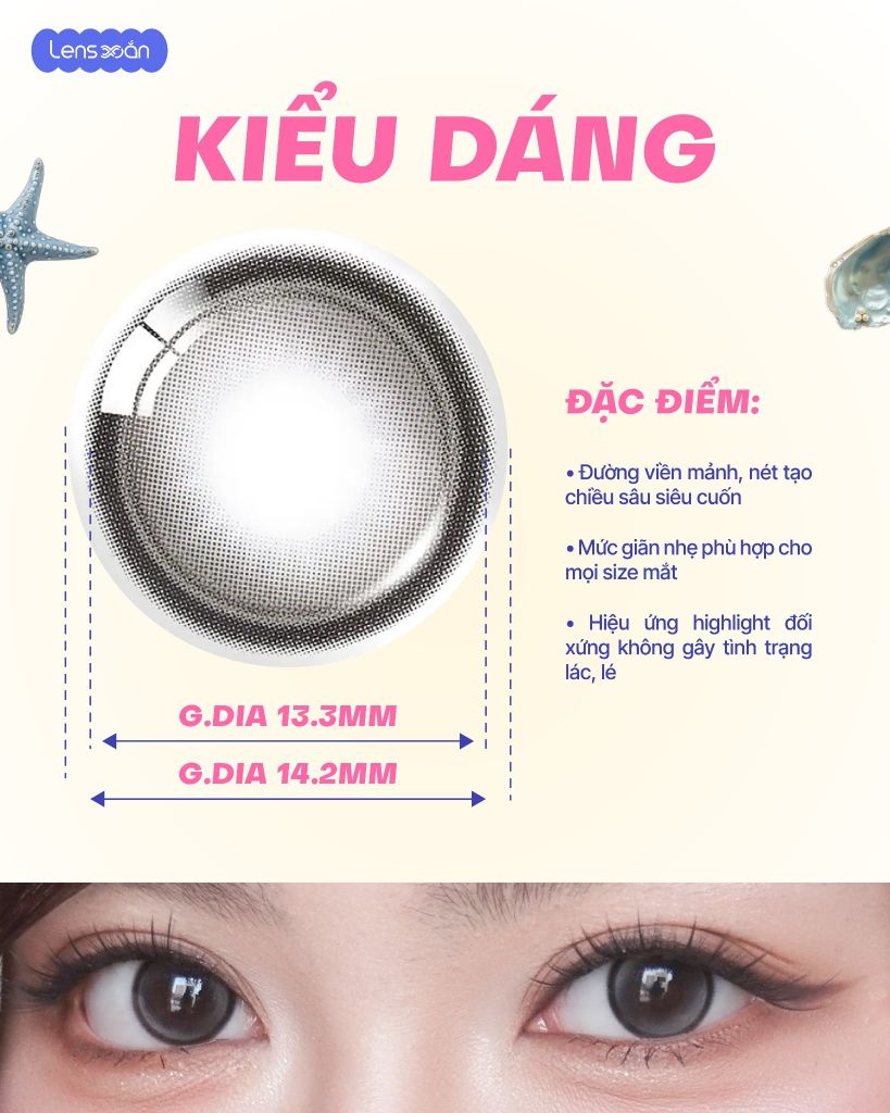 rara tear gray lens xam khoi highlight doi xung olens 6 thang