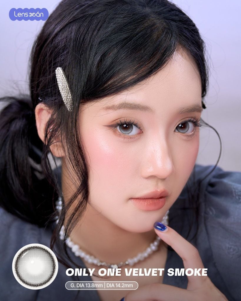 Only One Velvet Smoke lens khóa trục màu xám nhung ánh bạc highlight cố định không xoay G.DIA 13.8mm