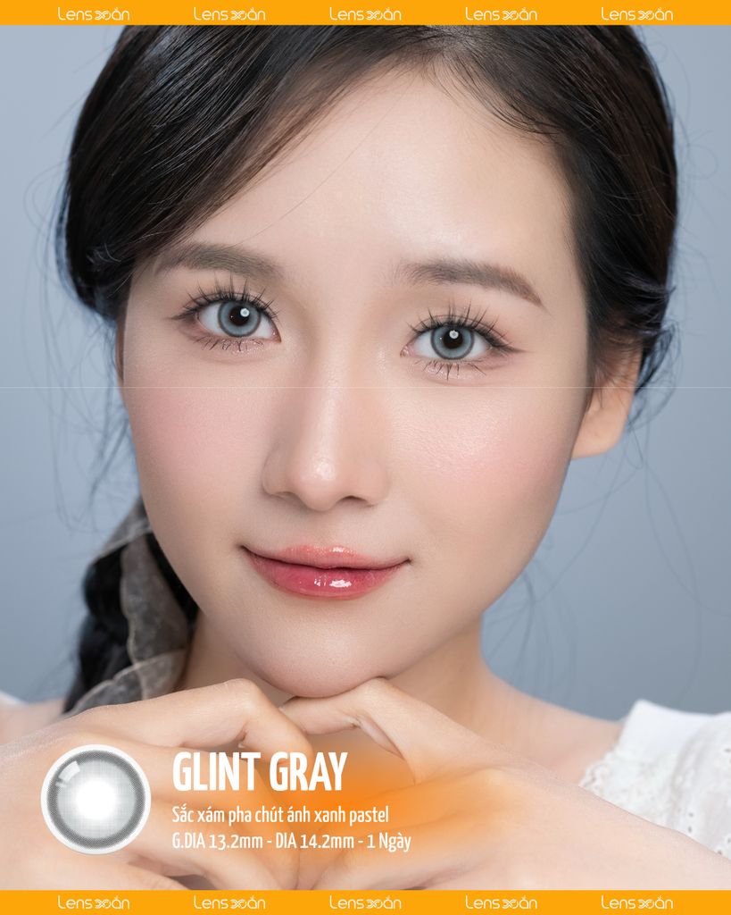 Lens Glint Gray xám ánh xanh pastel sáng tây cá tính