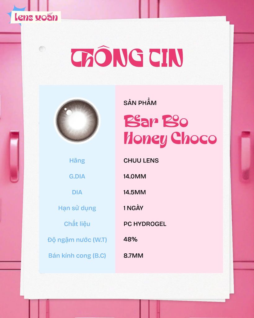Bảng thông tin Bear Boo Honey Choco CHUU LENS một ngày