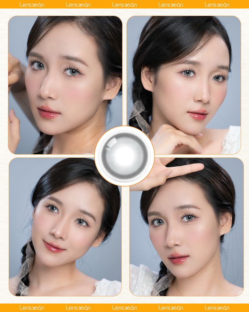 Lens Glint Gray xám ánh xanh pastel sáng tây cá tính