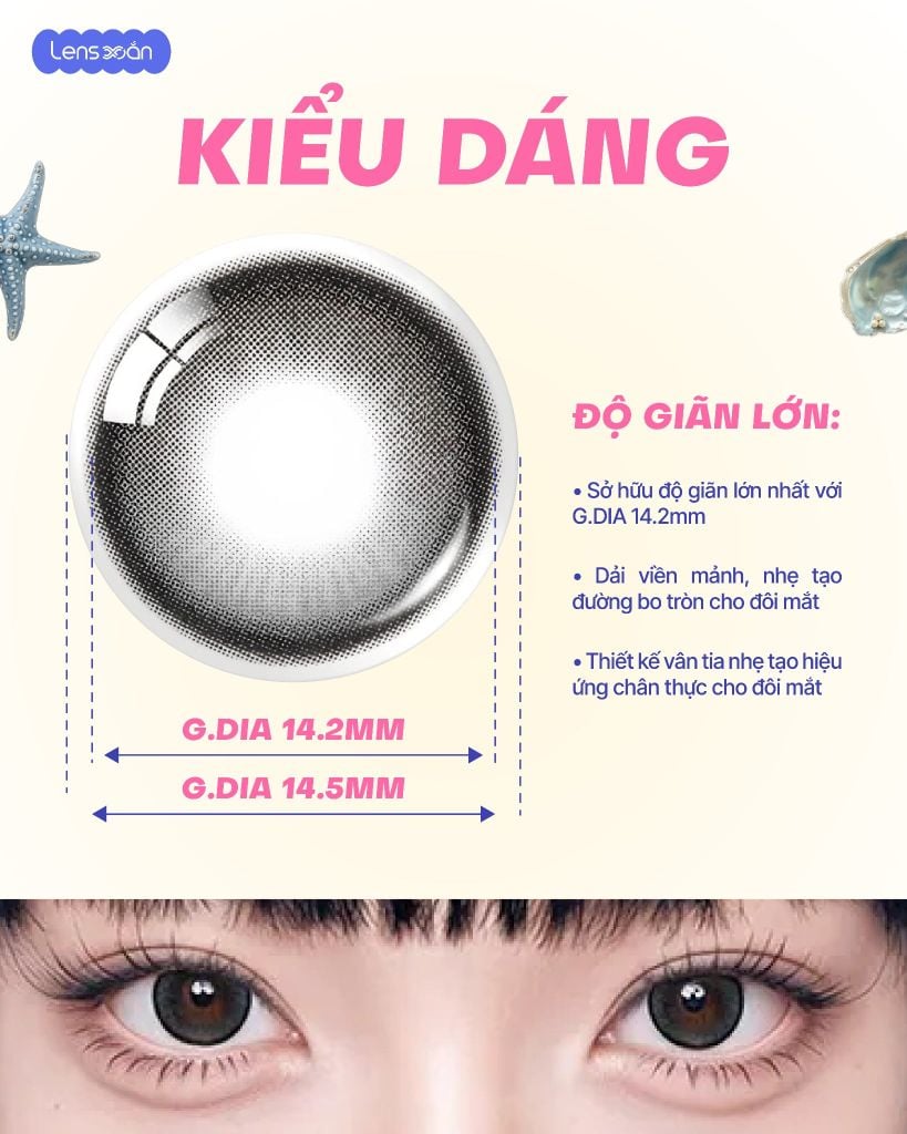 Void Black OLOLA lens đen big size G.DIA 14.2mm tạo hiệu ứng mắt baby to tròn tự nhiên với chất liệu MPC cấp ẩm cao