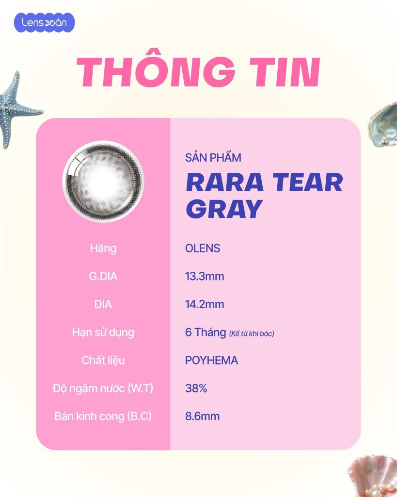 rara tear gray lens xam khoi highlight doi xung olens 6 thang