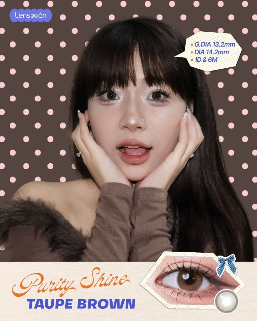 Check VAR 7 màu lens chụp Photobooth cực bắt flash với One Pick Gray, Carbon Black, Coco Mio Roze Brown, Becca Matcha, Mousse Taupe Beige, Purity Shine Taupe Brown và Kitsuki Mocha tại Lens Xoắn.