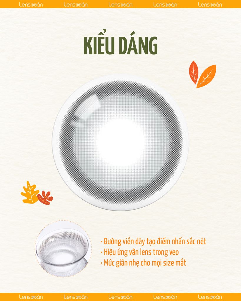 Lens Glint Gray xám ánh xanh pastel sáng tây cá tính