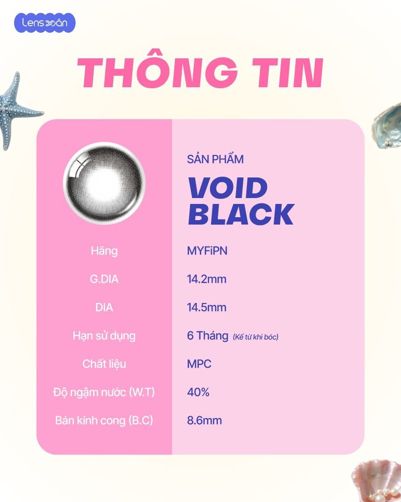 Void Black OLOLA lens đen big size G.DIA 14.2mm tạo hiệu ứng mắt baby to tròn tự nhiên với chất liệu MPC cấp ẩm cao