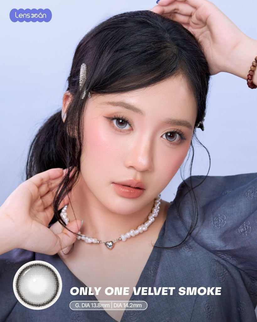 Only One Velvet Smoke lens khóa trục màu xám nhung ánh bạc highlight cố định không xoay G.DIA 13.8mm