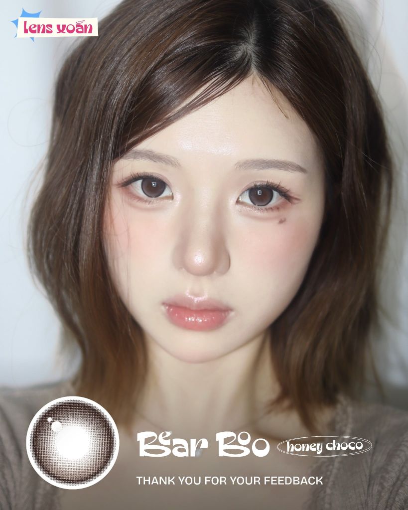 Ảnh feedback Bear Boo Honey Choco với makeup hồng nâu nhẹ