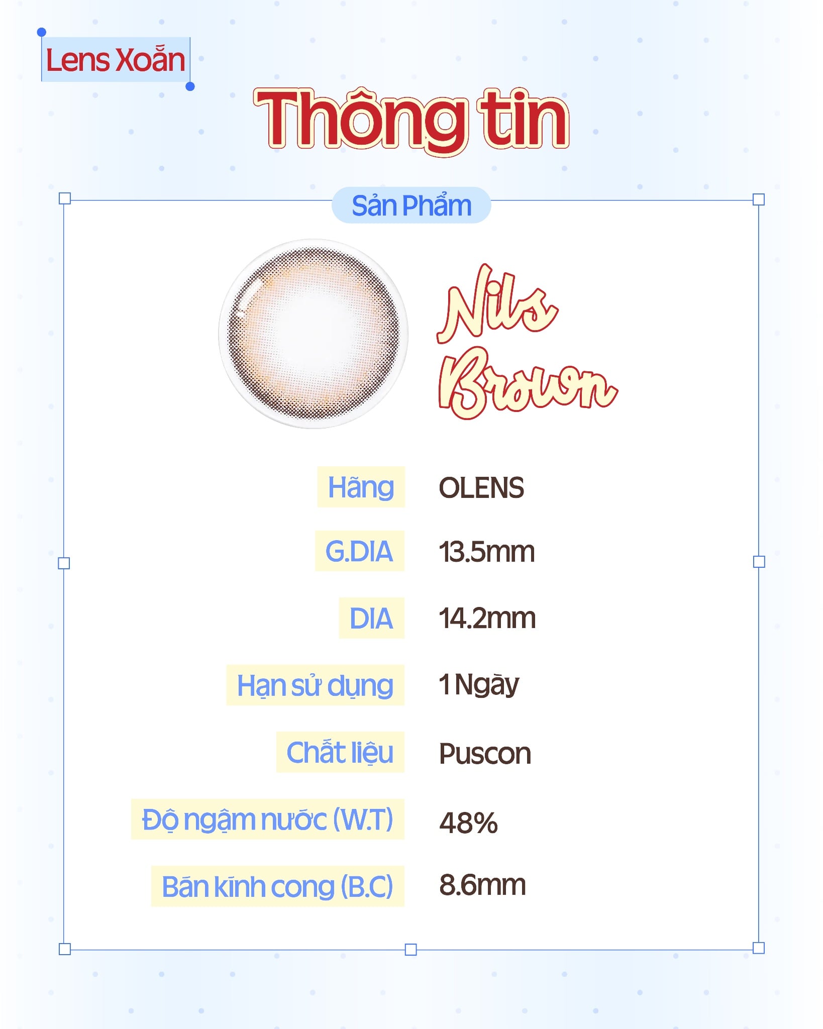 Nils Brown – OLENS – Nâu mật ong không viền trong trẻo