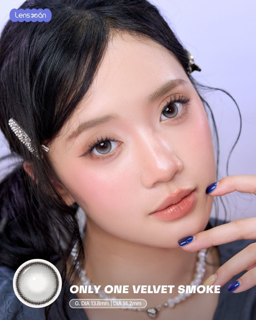 Only One Velvet Smoke lens khóa trục màu xám nhung ánh bạc highlight cố định không xoay G.DIA 13.8mm