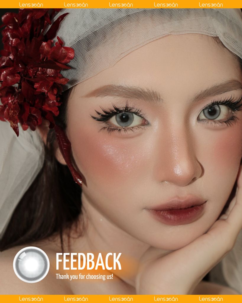 Lens Glint Gray xám ánh xanh pastel sáng tây cá tính