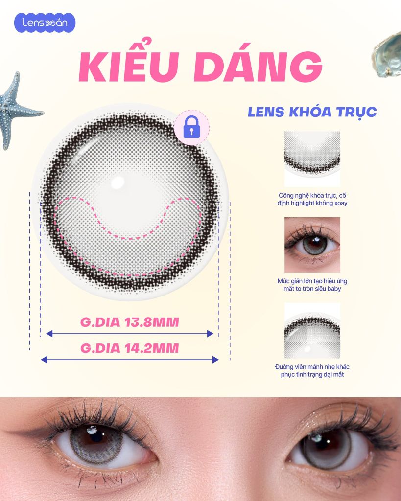 Only One Velvet Smoke lens khóa trục màu xám nhung ánh bạc highlight cố định không xoay G.DIA 13.8mm