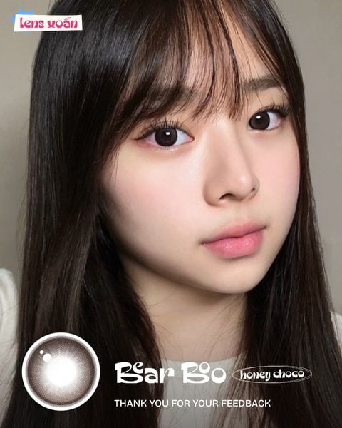 Ảnh tổng thể review sản phẩm lens Bear Boo Honey Choco