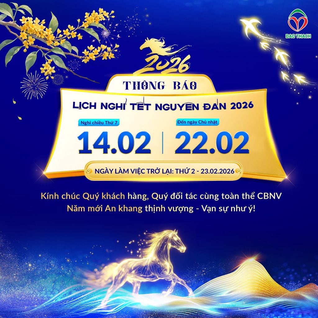 THÔNG BÁO LỊCH NGHỈ TẾT NGUYÊN ĐÁN 2026