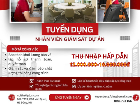 TUYỂN DỤNG NHÂN VIÊN GIÁM SÁT DỰ ÁN THÁNG 10.2025