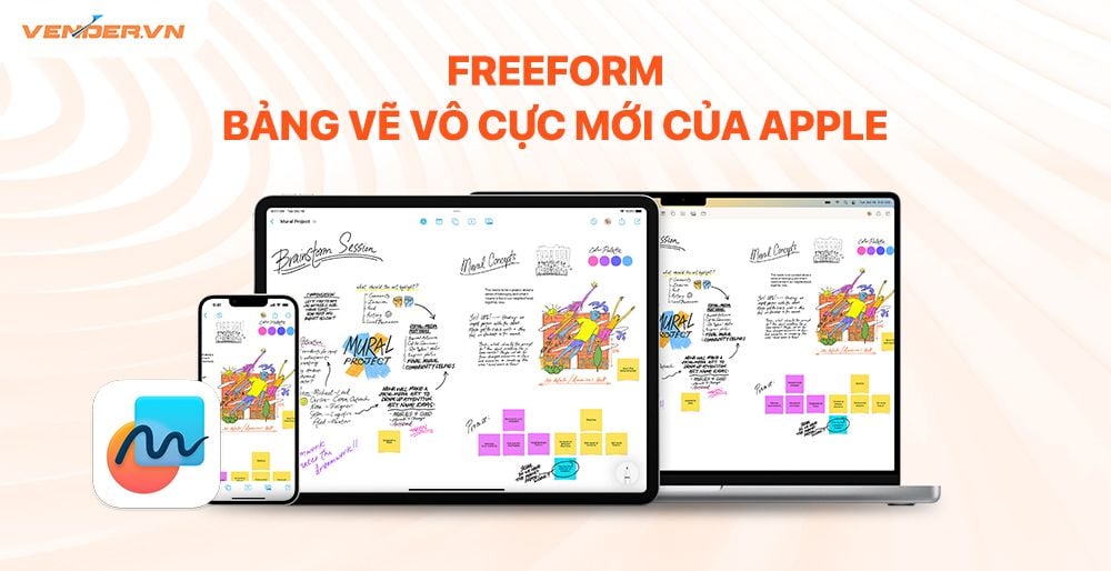 Ứng dụng take note Freeform mới trên iPhone, iPad cùng làm việc nhiều người