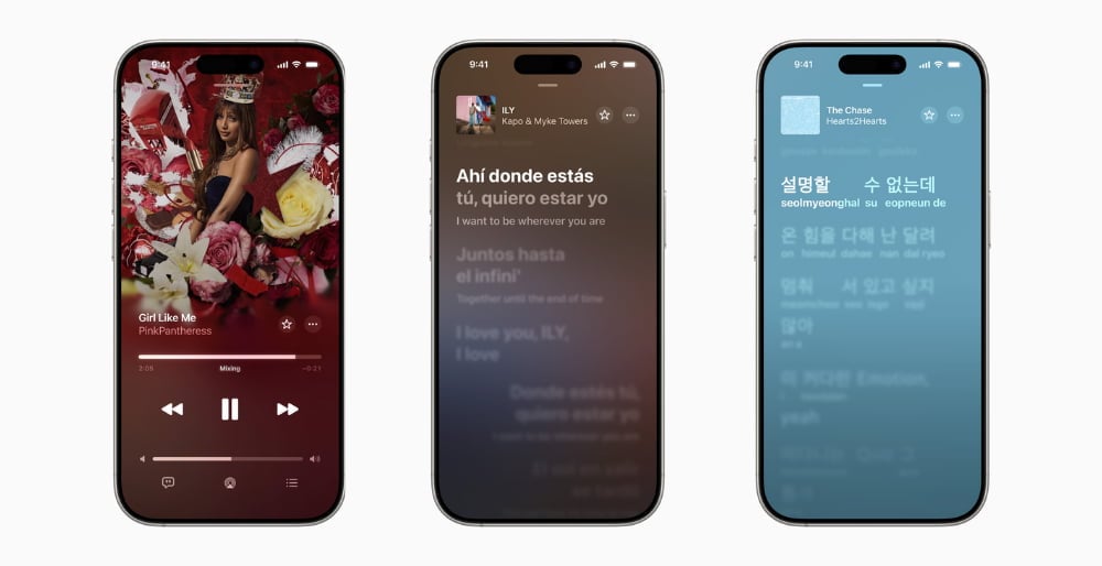 Những cải tiến về Dịch lời, Phát âm lời bài hát, AutoMix và Hi-Res Lossless trên Apple Music.