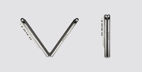 Thiết kế gập và bản lề titan trên iPhone Duo