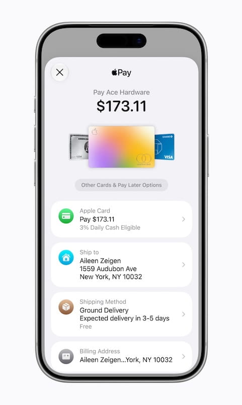 Thiết kế Apple Pay mới tiện lợi hơn trên iPhone.