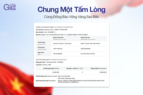 Gilaa Chung Tay Cùng Cả Nước – Gửi Trao Yêu Thương Đến Đồng Bào Bị Ảnh Hưởng Bởi 4 Cơn Bão Tháng 9-10/2025