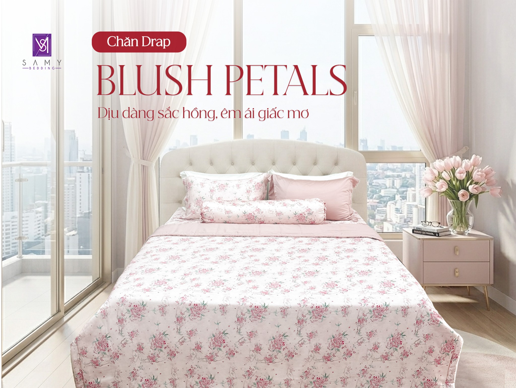 CHĂN DRAP TENCEL COOLSILK - DỊU DÀNG SẮC HỒNG, ÊM ÁI GIẤC MƠ