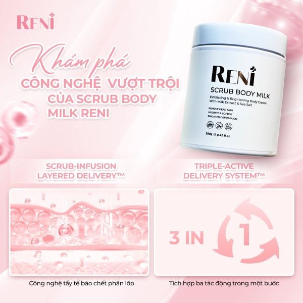 KHÁM PHÁ CÔNG NGHỆ VƯỢT TRỘI CỦA SCRUB BODY MILK RENI