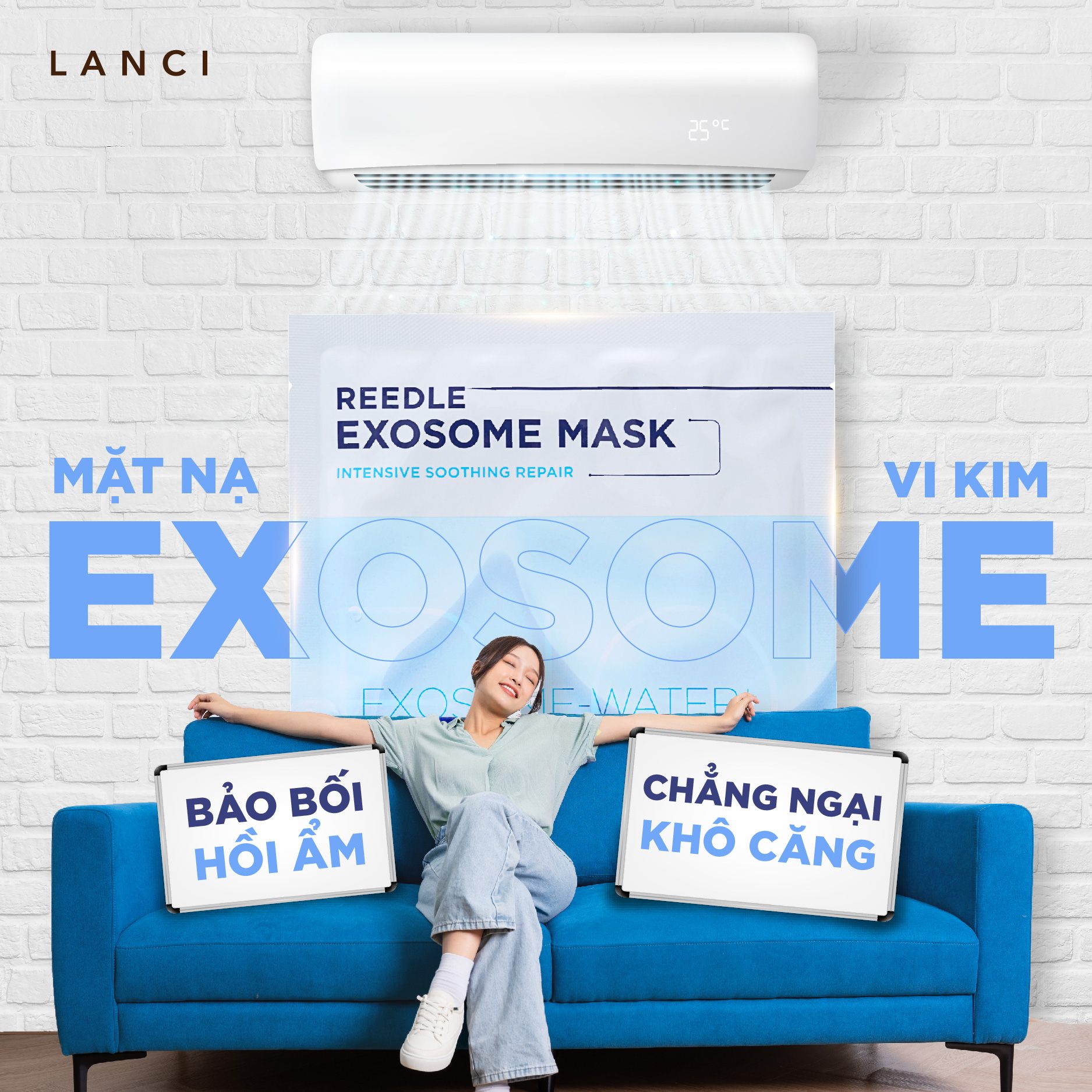 Mặt Nạ Vi Kim Exosome LANCI – Giải Pháp Hồi Ẩm Sâu Cho Da Ngồi Máy Lạnh