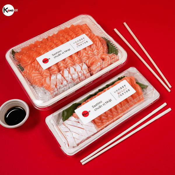 Khay bã mía đựng thực phẩm, bước chuyển mình xanh của Kome88 trong trải nghiệm sashimi chuẩn Nhật
