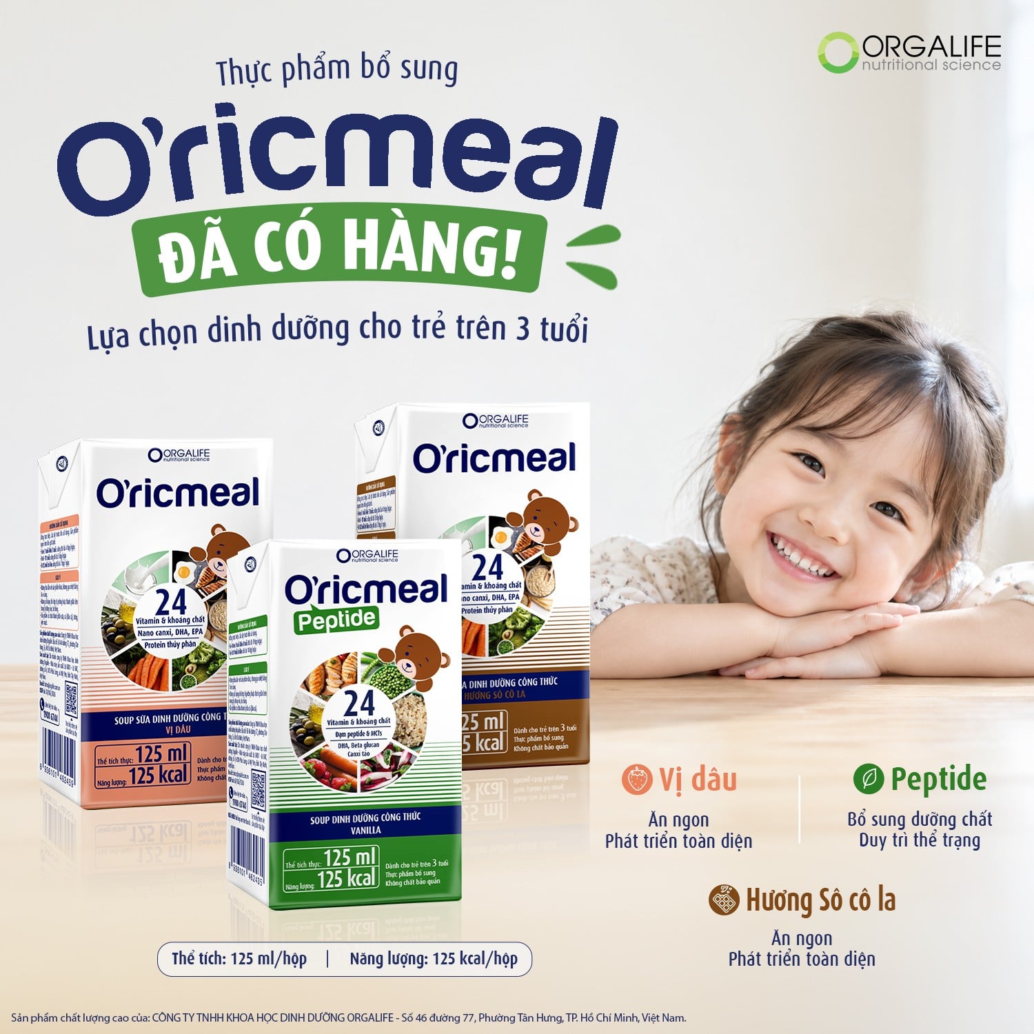THÔNG BÁO CÓ HÀNG O’RICMEAL - DINH DƯỠNG CHO TRẺ TRÊN 3 TUỔI